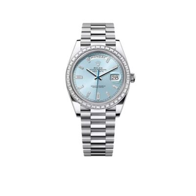 Rolex Day-Date 40mm Ice Blue Dial Baguette Set Bezel 228396TBR